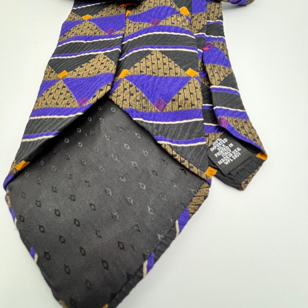 Bugatti 100% Silk‎ Mens Tie Green Black Purple Geometric Shapes Textured USA - Picture 6 of 6